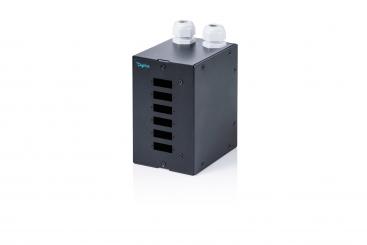 LWL Hutschienen verteiler, 6 Port, SC DX/LC Quad, Schwarz 